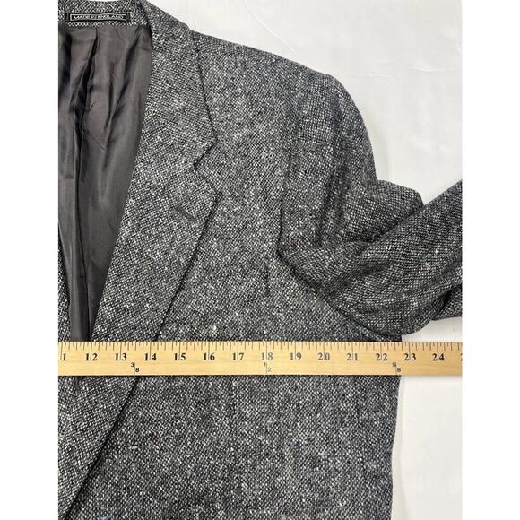 Vintage Stanford Executive Virgin Wool Black/Gray Tweed Blazer Jacket Size 46L - Picture 12 of 16
